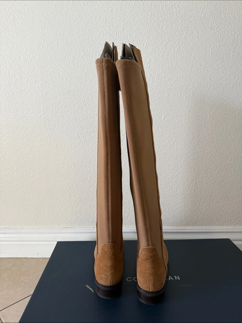 New Cole Haan Over-the-Knee Suede Boots in Cognac Brown